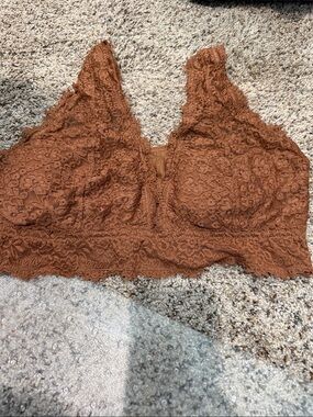 aerie Lace Longline Bralette in Rust